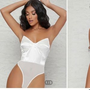 White strapless bodysuit silk
